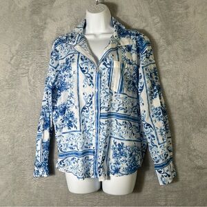 Calypso St Barth Shirt Womens Medium Lightweight Coverup Floral Beach Cruise Top